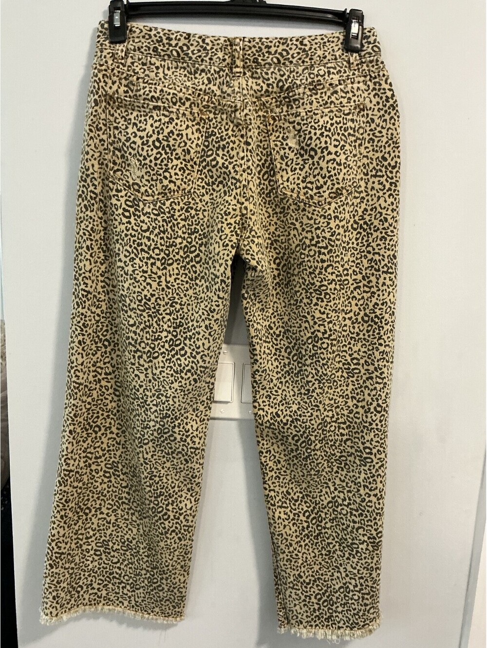 POL Size M 12 Distressed Leopard Print Wide Leg Jean Oversized 100% Cotton #143 - Picture 3 of 3